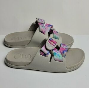 Chaco Girls' Chillos Slide Slip-On Sandals in Light Tie Dye Size 1
